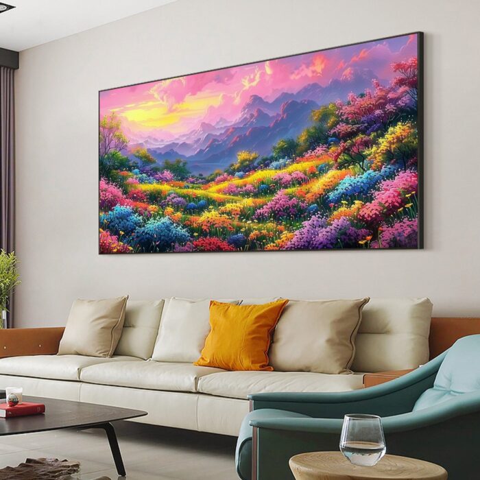 All Over The Mountains Colorful Wildflower Canvas Wall Art Floral Wildflowers Wall Decor Pink Sunset Wall Art Paintings - Image 10