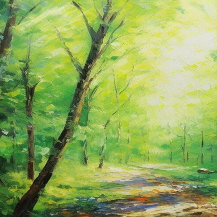Green Forest Canvas Wall Art Trail in Forest Oil Painting Green Forest Trees on Canvas Large Painting Home Decor - Image 2