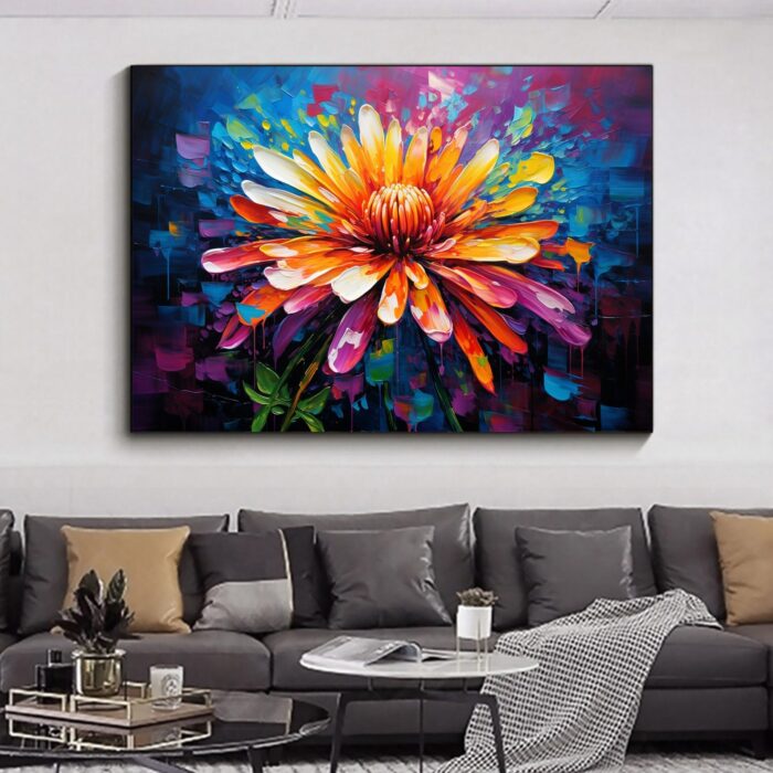 Hand Painted Blooming Flower Oil Painting Colorful Flower Painting on Canvas Large Flower Wall Art for Living Room Bedroom - Image 3