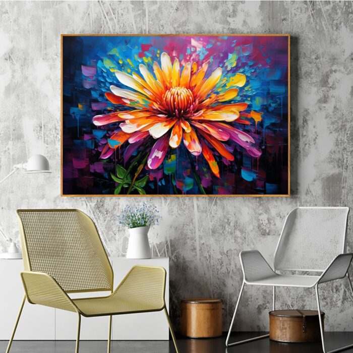 Hand Painted Blooming Flower Oil Painting Colorful Flower Painting on Canvas Large Flower Wall Art for Living Room Bedroom - Image 9