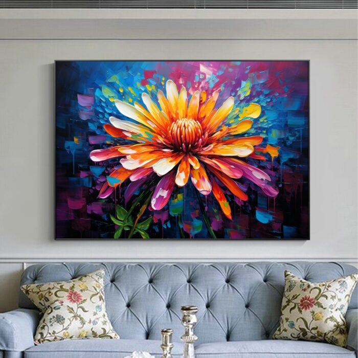 Hand Painted Blooming Flower Oil Painting Colorful Flower Painting on Canvas Large Flower Wall Art for Living Room Bedroom - Image 5