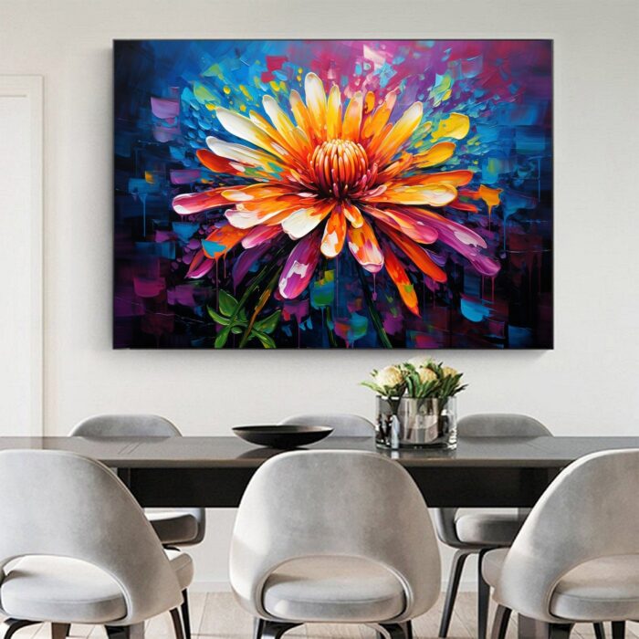 Hand Painted Blooming Flower Oil Painting Colorful Flower Painting on Canvas Large Flower Wall Art for Living Room Bedroom - Image 8