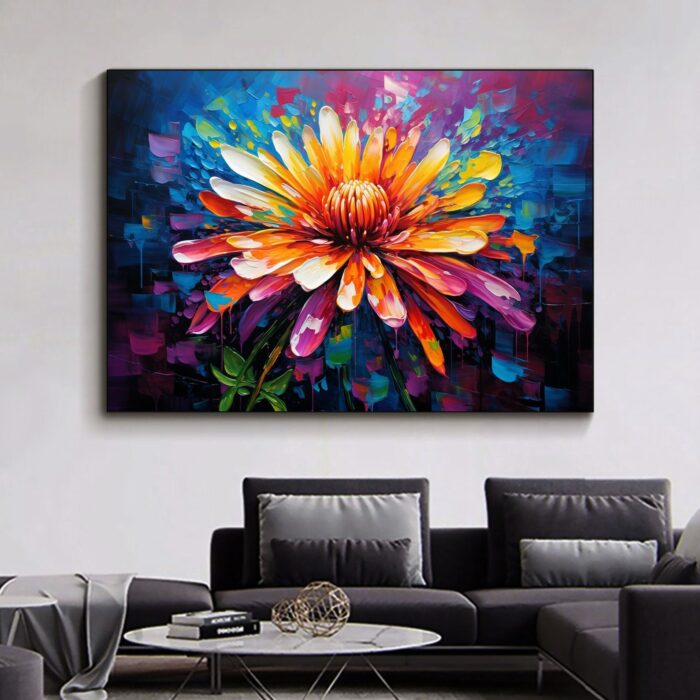 Hand Painted Blooming Flower Oil Painting Colorful Flower Painting on Canvas Large Flower Wall Art for Living Room Bedroom - Image 4