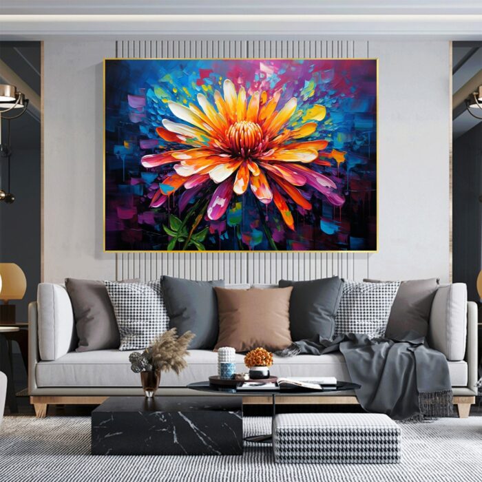 Hand Painted Blooming Flower Oil Painting Colorful Flower Painting on Canvas Large Flower Wall Art for Living Room Bedroom