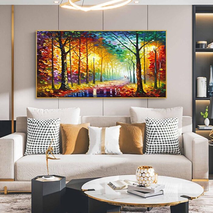 Palette Knife Park Painting Walk In The Park Canvas Art Landscape Fall Canvas Painting On Canvas - Image 4
