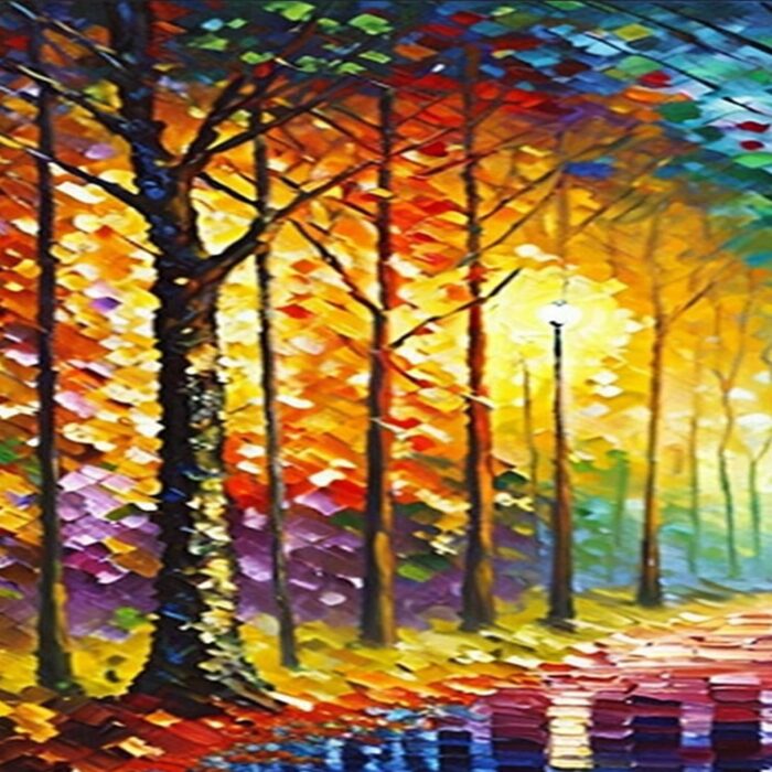 Palette Knife Park Painting Walk In The Park Canvas Art Landscape Fall Canvas Painting On Canvas - Image 2