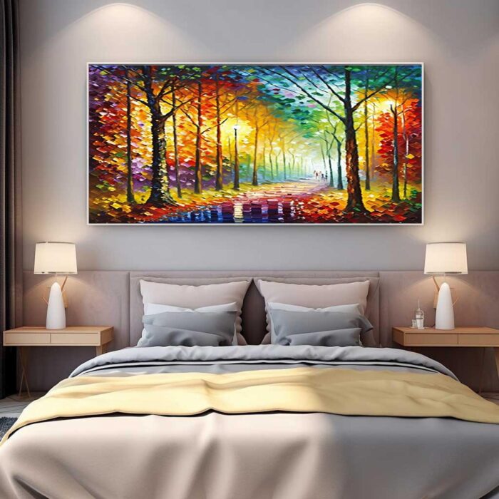 Palette Knife Park Painting Walk In The Park Canvas Art Landscape Fall Canvas Painting On Canvas - Image 6