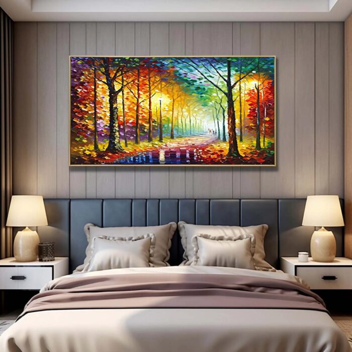 Palette Knife Park Painting Walk In The Park Canvas Art Landscape Fall Canvas Painting On Canvas - Image 7
