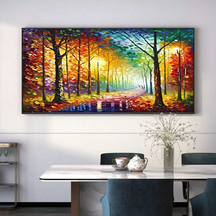 Palette Knife Park Painting Walk In The Park Canvas Art Landscape Fall Canvas Painting On Canvas - Image 5